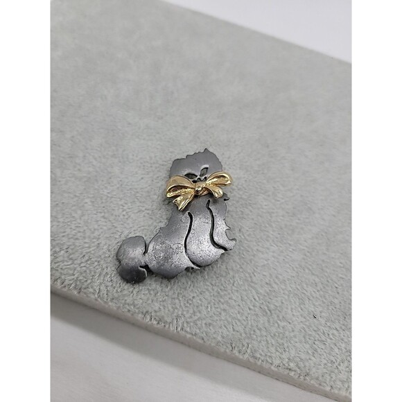 Ultra Craft Matte Silverstone Cat with Bow Pin Brooch Vintage Kitty Jewelry 2" - Picture 4 of 14